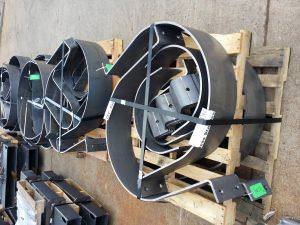 This photo shows a job from half inch steel plate cut and rolled and also formed to make clamping systems for large underground systems for a government installation in Toronto.