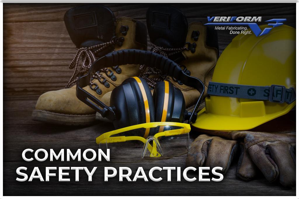 Common safety equipment, includes gloves, Noisec-cancelling headphones, safety goggles & boots.