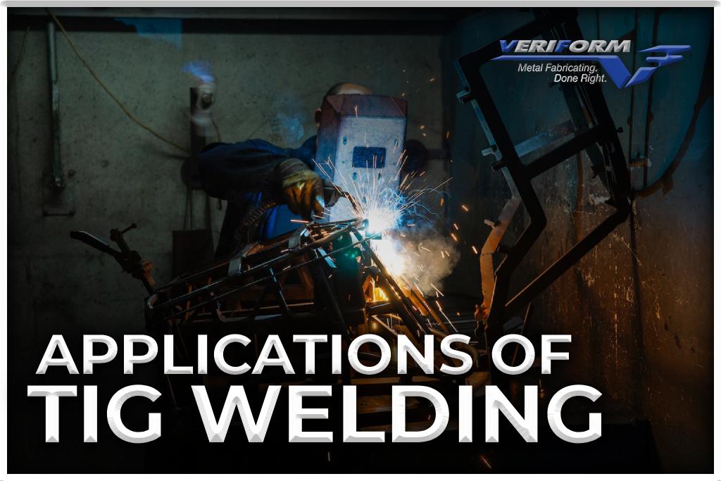 Applications of TIG Welding blog featured image. Worker with full protection gear welding a door frame using TIG welding.